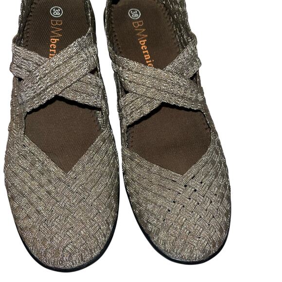 Bernie Mev BM Mary Jane Wedge Shoes Size 38 (US 7.5-8) Metallic Bronze Stretch - Picture 3 of 10